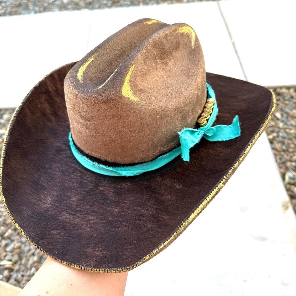 Brown and Teal Cowboy Hat